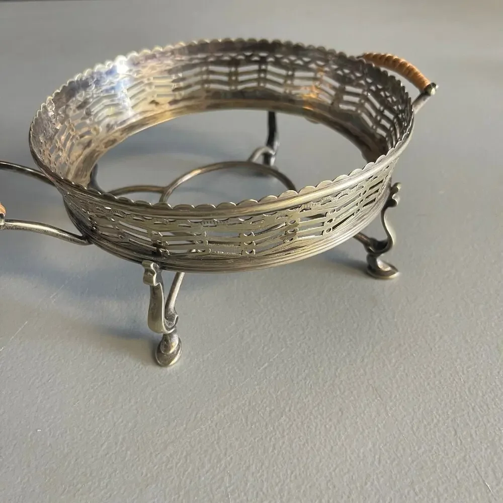 FILIGREE VINTAGE Silver Tone Basket  NO GLASS